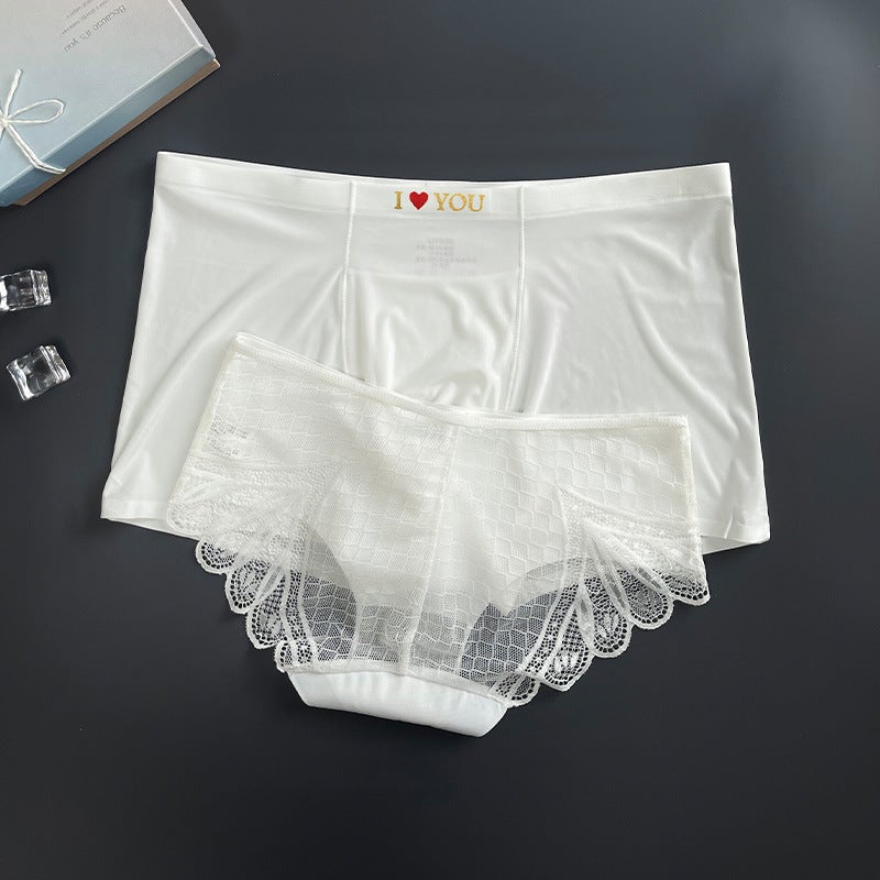 Couple Underwear, One Man And One Woman, Ice Silk Accessible Luxury Suit, Seamless White Lace Independent Wear, Thin Valentine'S Day - Image 4